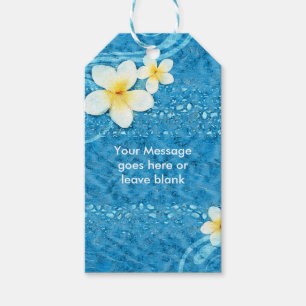 Etiqueta Para Presente Flor de Plumeria Tropical Azul Favor de Festa de V