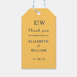 Etiqueta Para Presente Flor de Raios Simples Elegante com Casamento Monog