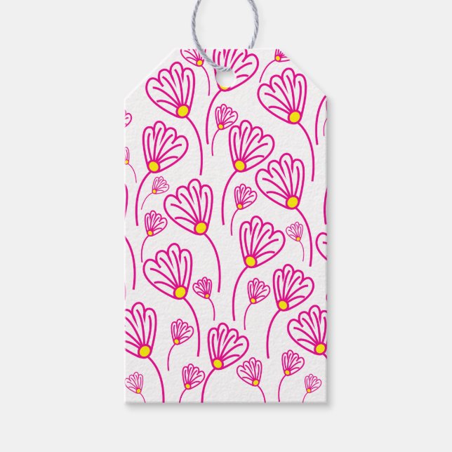 Etiqueta Para Presente Flor Floral Rosa (Frente)