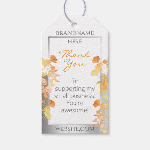 Etiqueta Para Presente Flor Laranja Branco Produto de Efeito Prateado