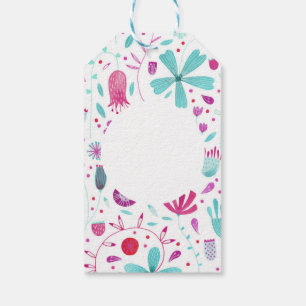 Etiqueta Para Presente Flor Meadow Watercolor Teal