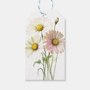 Etiqueta Para Presente Flor Moderna Profissional de Aquarela de Margarida