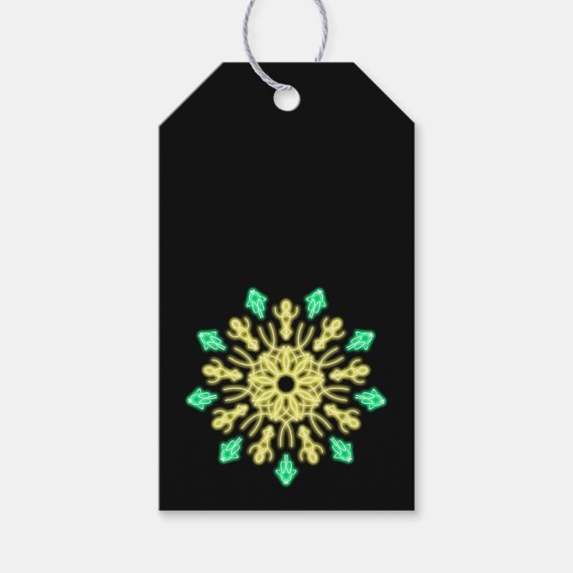 Etiqueta Para Presente Flor néon amarela e verde (Frente)