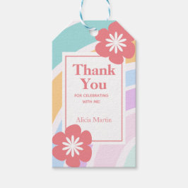Etiqueta Para Presente Flor Simples E Moderno Arco Arco-Íris Obrigado
