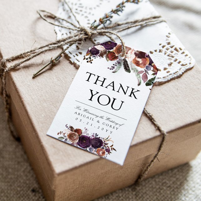 Etiqueta Para Presente Floração Real Selvagem | Mensagem de Agradecimento (Criador carregado)