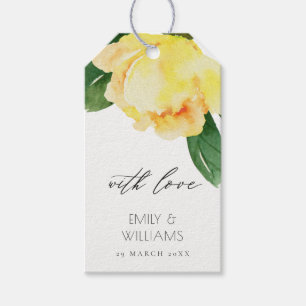 ETIQUETA PARA PRESENTE FLORAL AMARELO-QUENTE DE ÁGUA FLORAL PERSONALIZAD