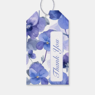 Etiqueta Para Presente Floral Azul Moderno Obrigado