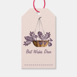 Etiqueta Para Presente Floral Basket Best Wish Gift tags