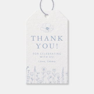 Etiqueta Para Presente Floral Blue Baby Shower Thank You Gift Tag