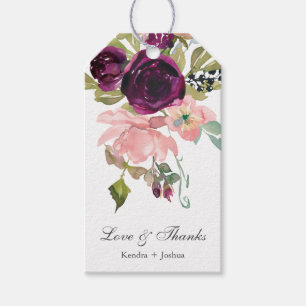 Etiqueta Para Presente Floral Borgonha e Blush Watercolor