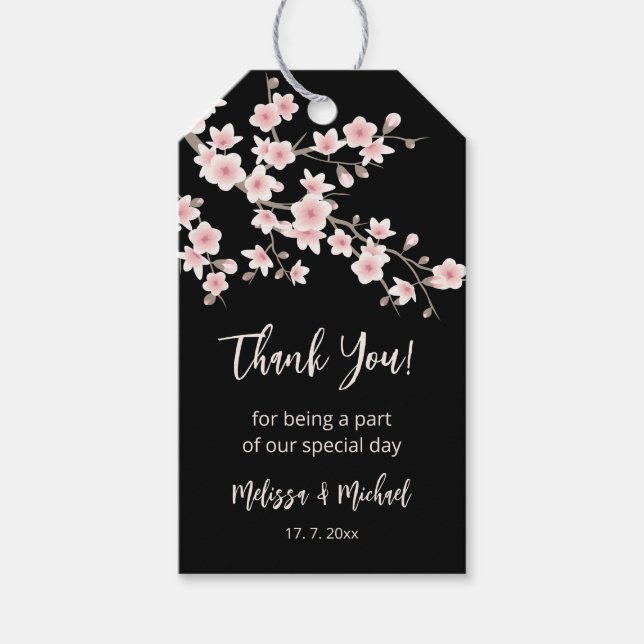Etiqueta Para Presente Floral Cherry Blossoms Thank You (Frente)