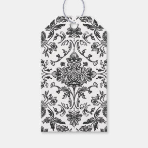 Etiqueta Para Presente Floral Chinoiserie Preto e Branco Aquarela