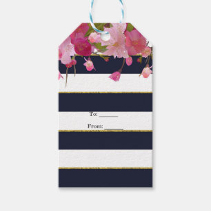 Etiqueta Para Presente Floral com Brilho Dourado Falso Moderno Chic