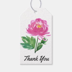 Etiqueta Para Presente Floral Cor-De-Água Rosa Obrigado