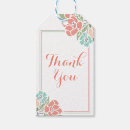 Etiqueta Para Presente Floral Coral Teal Obrigada