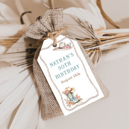 Etiqueta Para Presente Floral Cowgirl Boots and Hat Birthday