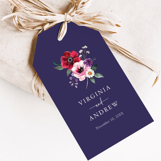 Etiqueta Para Presente Floral da Marinha (Navy Blue Floral Gift Tags by Painted Paperie
)