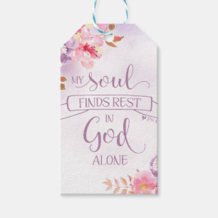 Etiqueta Para Presente Floral De Água, Minha Alma Encontra Descanso - Ps
