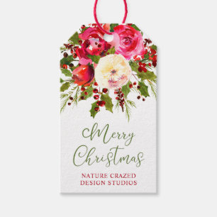 Etiqueta Para Presente Floral de Natal