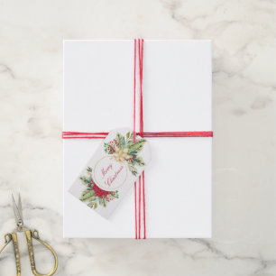 Etiqueta Para Presente Floral de Natal vintage