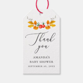 Etiqueta Para Presente Floral de outono. Chá de fraldas de queda elegante