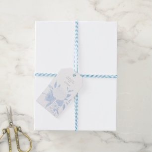 Etiqueta Para Presente Floral de Pastel Azul