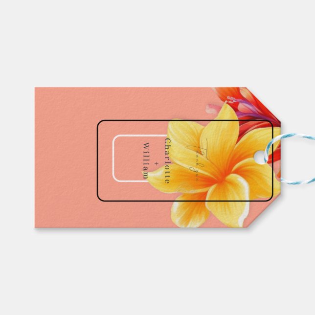 Etiqueta Para Presente Floral elegante tropical (Frente (horizontal))