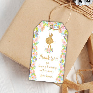 Etiqueta Para Presente Floral Glitter Ballerina Birthday Favor Tags