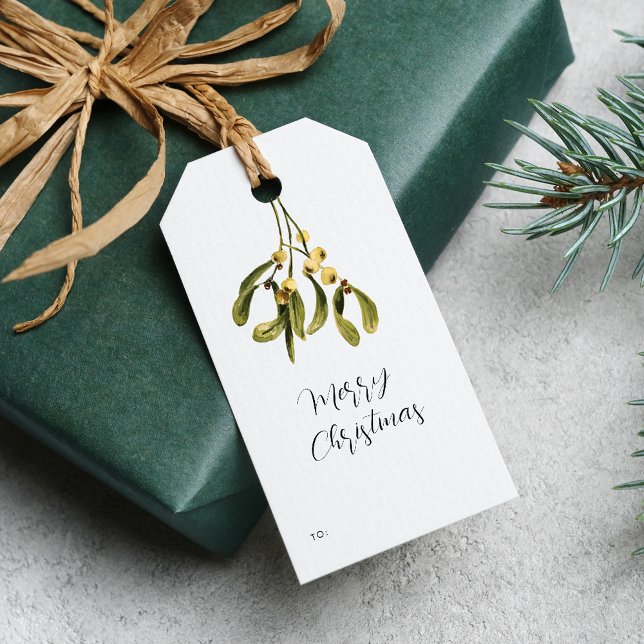 Etiqueta Para Presente Floral Greenery Natal Botânico (Christmas Holidays Greenery Wreath Gift Tag)