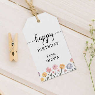 Etiqueta Para Presente Floral Happy Birthday