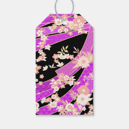 Etiqueta Para Presente Floral Kimono Padrão Violet Rosa