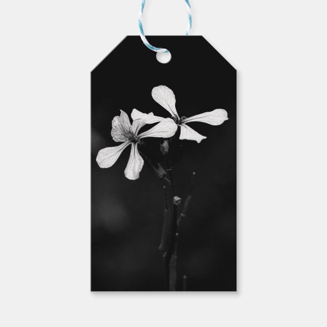 Etiqueta Para Presente floral preto e branco mínimo (Frente)