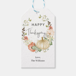 Etiqueta Para Presente Floral Pumpkin de Ação de Graças