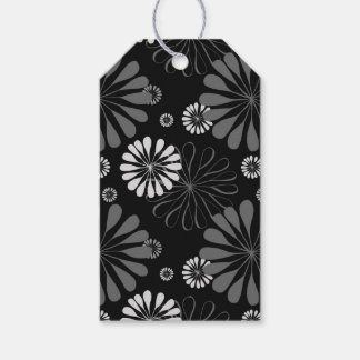 Etiqueta Para Presente Floral Retro Preto e Branco