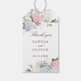 Etiqueta Para Presente Floral Rosa & Azul Hydrangea Casamento Obrigado