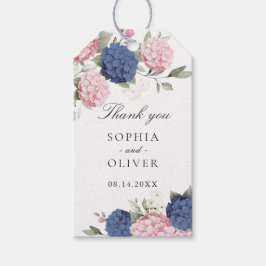 Etiqueta Para Presente Floral Rosa & Azul Hydrangea Casamento Obrigado