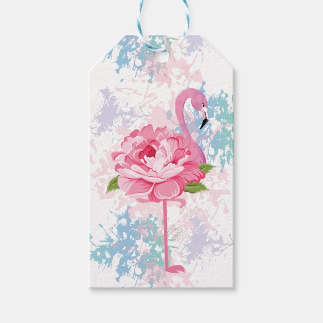 Etiqueta Para Presente Floral Rosa flamingo Personalizado (Frente)