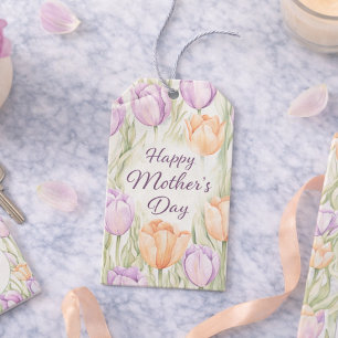 Etiqueta Para Presente Floral Rosa Pastel Roxo Primavera Dia das Mães