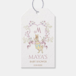 Etiqueta Para Presente Floral rosa Peter o Chá de fraldas do Monograma do