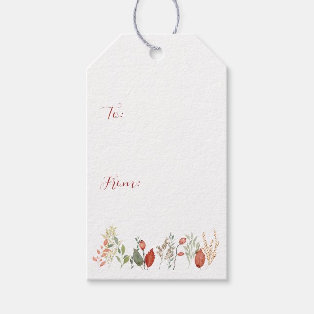 Etiqueta Para Presente Floral Russo de Aquarela Elegante (Frente)