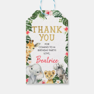 Etiqueta Para Presente Floral Safari Birthday Obrigado Tag