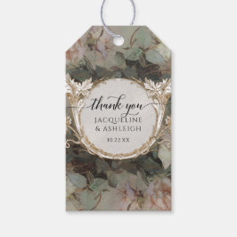 Etiqueta Para Presente Floral Vintage Mint Rosa Dourado Obrigado Casament