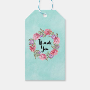 Etiqueta Para Presente Floral Watercolor Wreath Obrigado