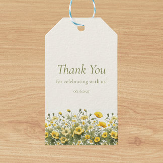 Etiqueta Para Presente Flores Amarelas Boho, Costume De Oliva Obrigado