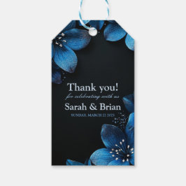 Etiqueta Para Presente Flores azuis de cartões de agradecimentos de casam
