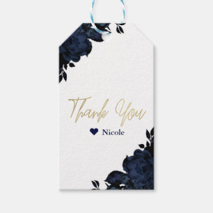 Etiqueta Para Presente Flores Azuis Escuras Navy Floral Gótico Glam Favor