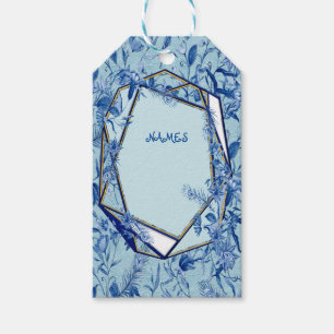 Etiqueta Para Presente Flores azuis lacrimogêneas em uma escultura textur
