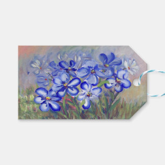 Etiqueta Para Presente Flores Azuis numa Pintura de Arte em Campo