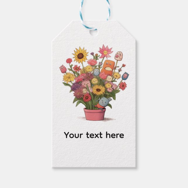 Etiqueta Para Presente Flores, buquê, vaso de flores (Frente)
