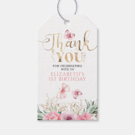 Etiqueta Para Presente Flores Cor-de-Rosa e Borboletas Agrad